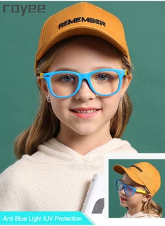 Royee Kids Anti Blue Light Glasses,Children Anti Eyestrain Computer Glasses, Gaming Eyewear UV400 Protection and Super Light TPEE Frame for Boys Girls and  Age 3-12（Blue/Yellow）  - Image 2