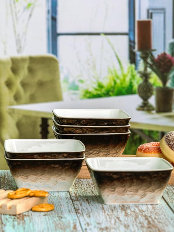 White gold Porcelain Bowl Set of 6pcs WG1706BROWN - Image 1