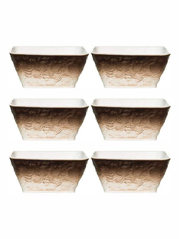 White gold Porcelain Bowl Set of 6pcs WG1706BROWN - Image 3