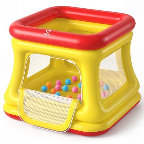 QPAU 3in1 Inflatable Bounce House for Toddlers 13 Ball Pit Trampoline Inflatable Bouncy House with Pump Safety Net Indoor Outdoor Bubble Bouncer Baby Play Yard - Image 1