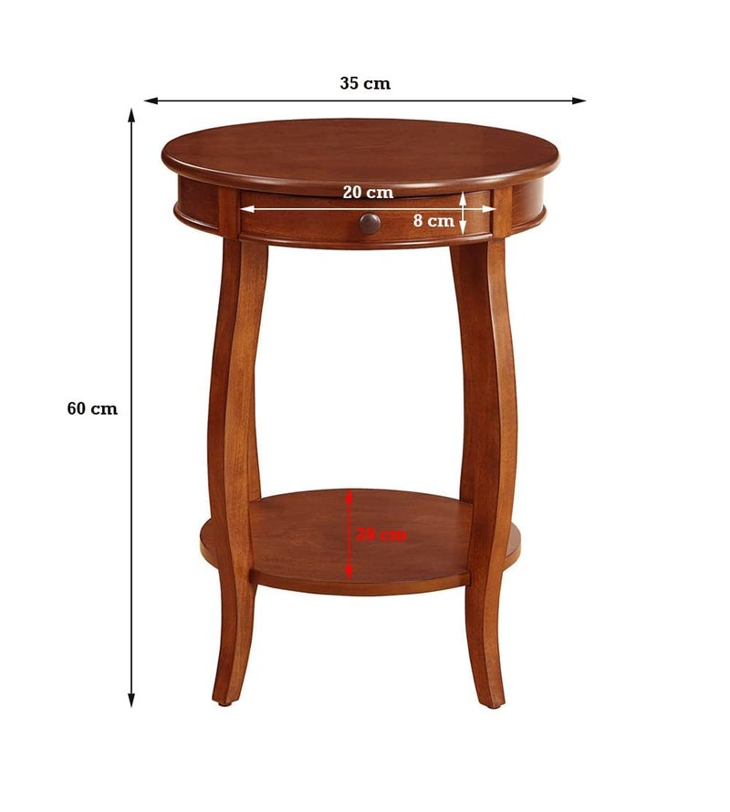 DDS Dream Decor Shoppee DDS دريم ديكور شوبى - طاولة كونسول مستديرة عصرية متوسطة الحجم باللونين الجوزي والأبيض مع درج وميزة توفير مساحة التخزين - Image 2