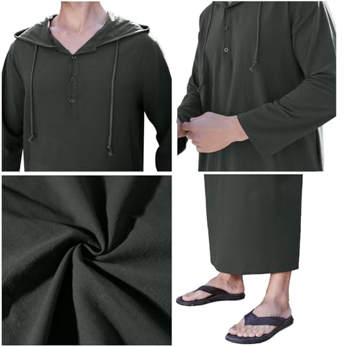 YAOHUOLE Long Sleeve Arabic Thobe for Men with Drawing Closure Dark Gray L - Image 5