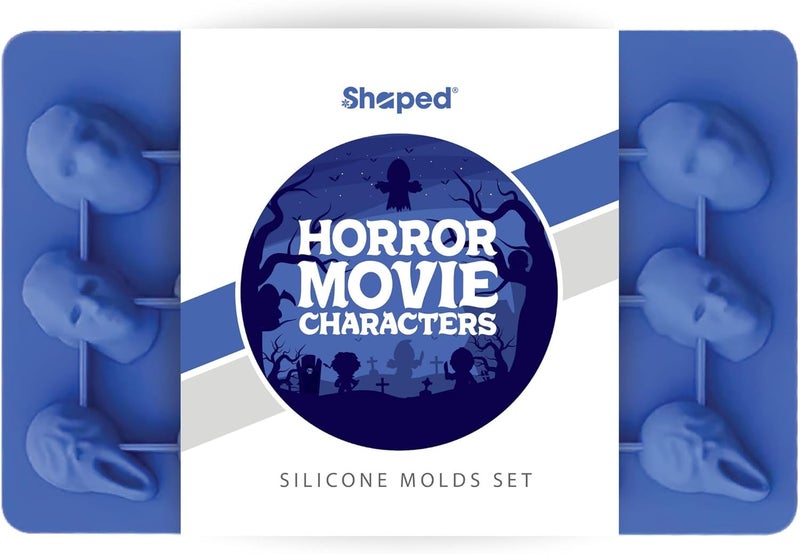 ShapedIceMolds Horror Movie Character Molds – Slasher Character Silicone Molds for Chocolate, Candy, Resin, Crafts – 3D Scary Film Icons for Party Treats & DIY Decor (Blue) - Image 1