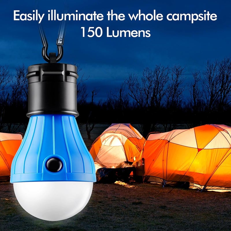 FLY2SKY Tent Lamp Portable LED Tent Lights Blue 4 Packs Hook Hurricane Emergency Lights LED Camping Lights Bulb Camping Tent Lanterns Camping Equipment for Camping Hiking Backpacking Fishing Outage - Image 2