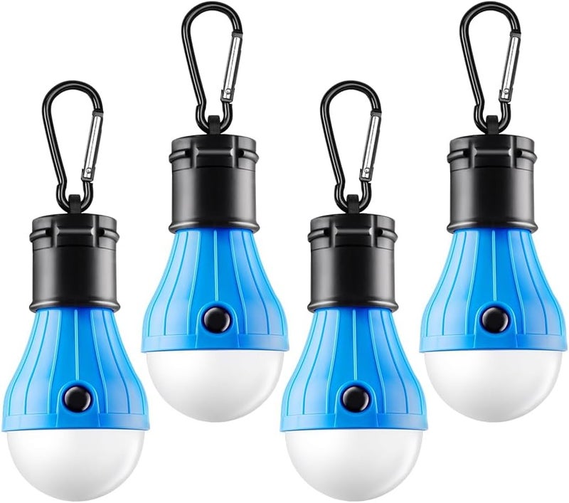 FLY2SKY Tent Lamp Portable LED Tent Lights Blue 4 Packs Hook Hurricane Emergency Lights LED Camping Lights Bulb Camping Tent Lanterns Camping Equipment for Camping Hiking Backpacking Fishing Outage - Image 1