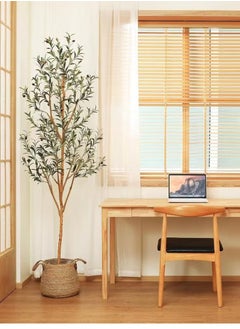 XiuWoo Artificial Olive Tree Tall Fake Potted Olive Silk Tree, Large Faux Olive Branches and Fruits Artificial Tree for Modern Home Office Living Room Floor Decor Indoor, No basin! Just a picture effect!  - Image 1