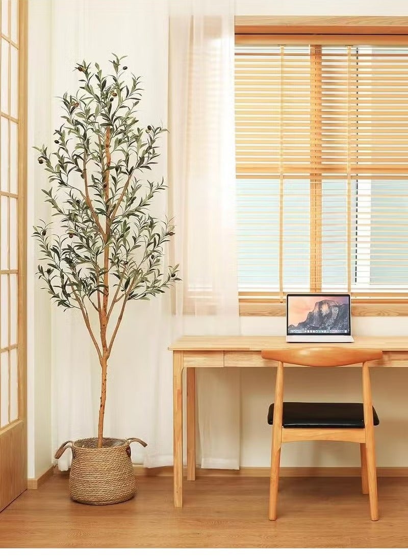 XiuWoo Artificial Olive Tree Tall Fake Potted Olive Silk Tree, Large Faux Olive Branches and Fruits Artificial Tree for Modern Home Office Living Room Floor Decor Indoor, No basin! Just a picture effect! - Image 1
