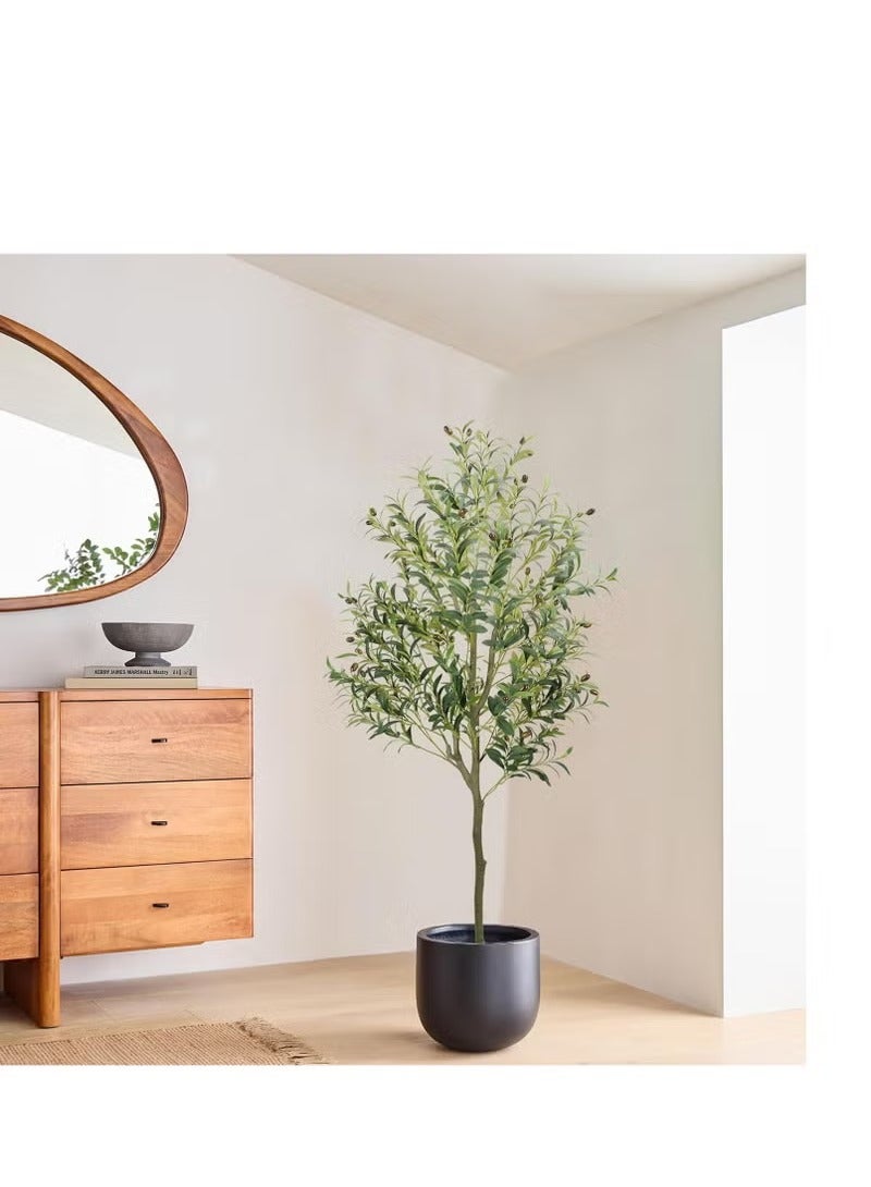 XiuWoo Artificial Olive Tree Tall Fake Potted Olive Silk Tree, Large Faux Olive Branches and Fruits Artificial Tree for Modern Home Office Living Room Floor Decor Indoor, No basin! Just a picture effect! - Image 2