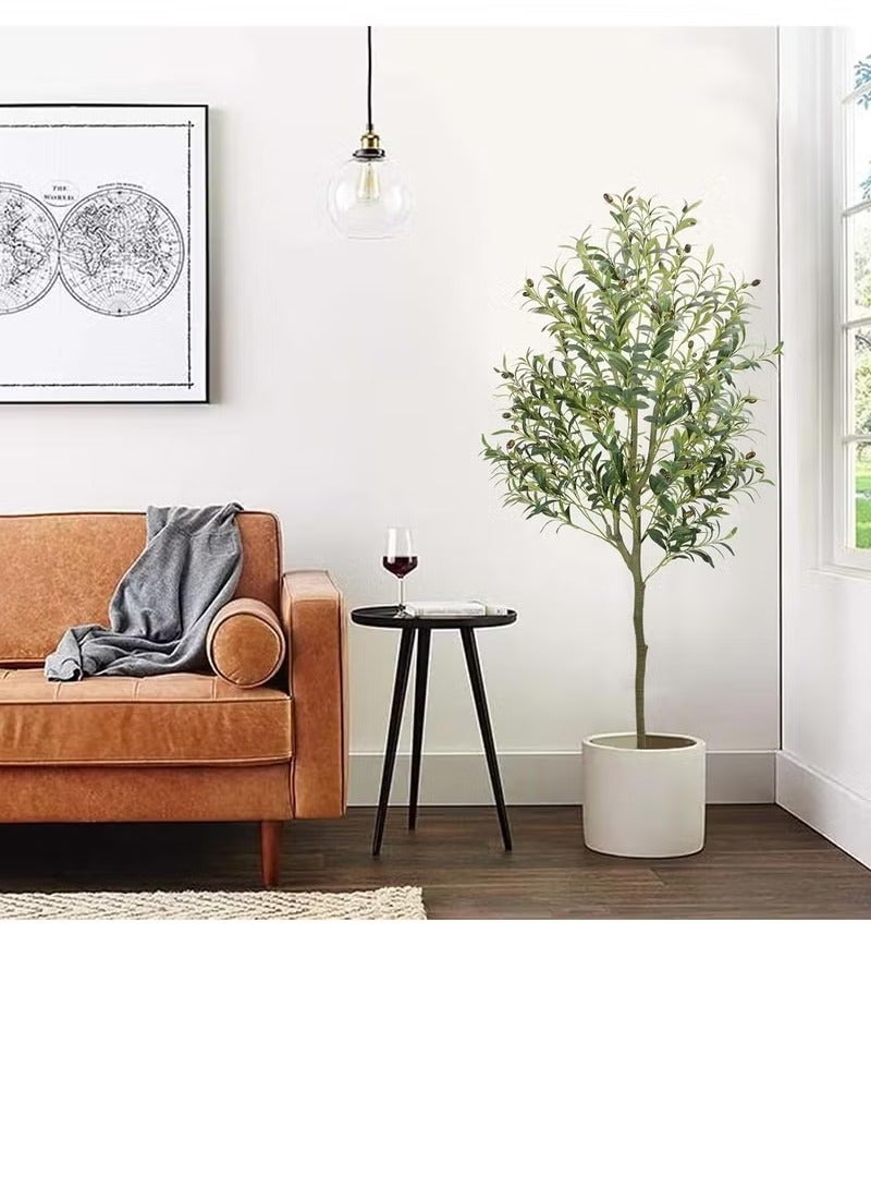 XiuWoo Artificial Olive Tree Tall Fake Potted Olive Silk Tree, Large Faux Olive Branches and Fruits Artificial Tree for Modern Home Office Living Room Floor Decor Indoor, No basin! Just a picture effect! - Image 3