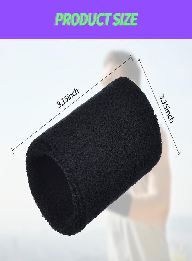Creztail Wrist Sweatbands for Men & Women, 6pcs Breathable Wrist Sweat-Absorbing Strap, Tennis Wristbands, Sports Wrist Towel for Football, Basketball, Working Out & Running Athletic Sports (Black) - Image 2