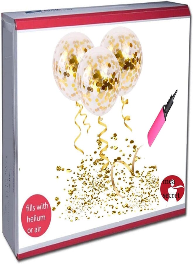 Secret 10psc Gold Confetti Balloons 12 inch - Balloons with Confetti Inside - Bachelorette Decorations - Wedding Party Supplies - Clear Latex Balloons - Prefilled Confetti Dots