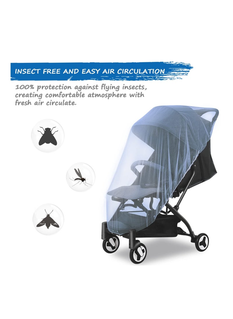 Generic - 4PCS Mosquito Net for Stroller, Stroller Mesh Cover Bassinet Insect Protection Bug Net Playard Bug Barrier Stroller Mesh Cover Universal Stroller Net Travel Stroller Accessory for Cradles(Blue) - Image 1