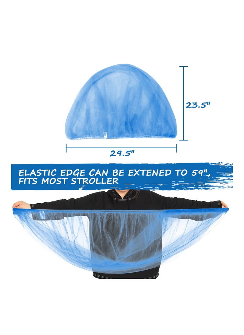 Generic - 4PCS Mosquito Net for Stroller, Stroller Mesh Cover Bassinet Insect Protection Bug Net Playard Bug Barrier Stroller Mesh Cover Universal Stroller Net Travel Stroller Accessory for Cradles(Blue) - Image 1