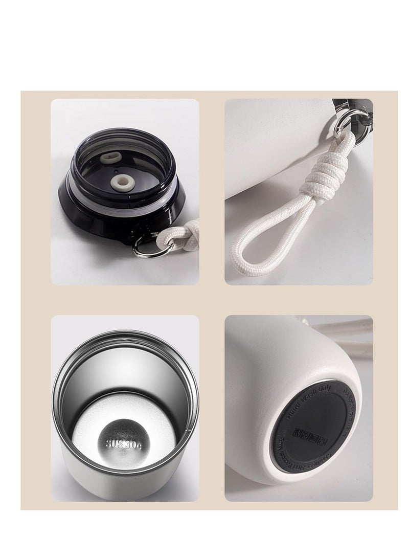 Travel Coffee Mug 500 ML Stainless Steel Vacuum Ice and Hot Drinks Insulated Tumbler for Home Office Outdoor Works White.