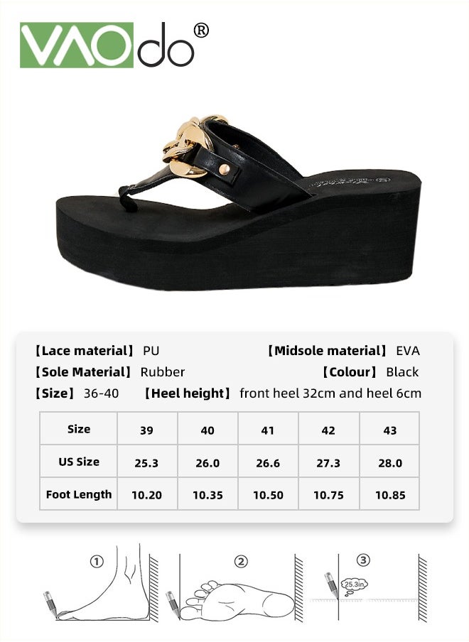 VAOdo - Womens Thong Flip Flops Platform  High Wedge Beach Sandals Summer Non-slip Comfortable Slippers - Image 1