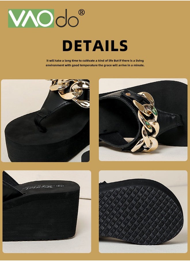VAOdo - Womens Thong Flip Flops Platform  High Wedge Beach Sandals Summer Non-slip Comfortable Slippers - Image 1
