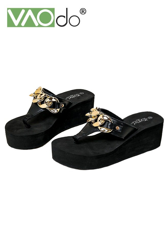 VAOdo - Womens Thong Flip Flops Platform  High Wedge Beach Sandals Summer Non-slip Comfortable Slippers - Image 1
