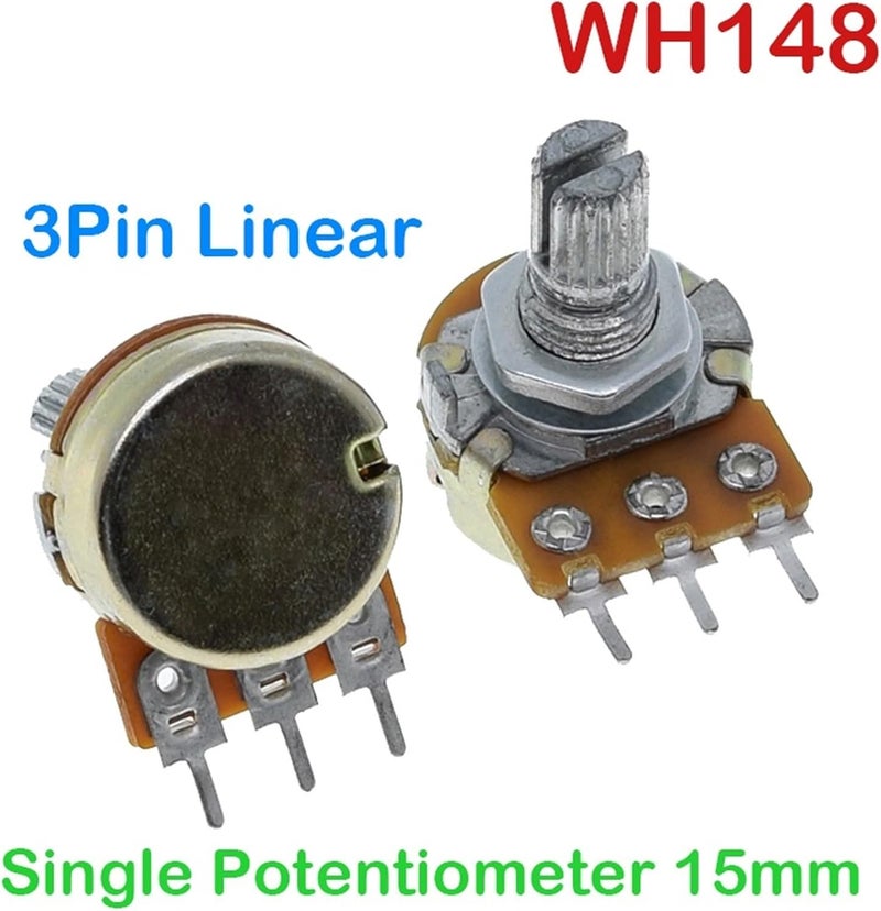 WH148 B1K B2K B5K B10K B20K B50K B100K B500K 3Pin 15mm Shaft Amplifier Dual Stereo Potentiometer 500K 5Pcs(10K Ohm) - Image 2