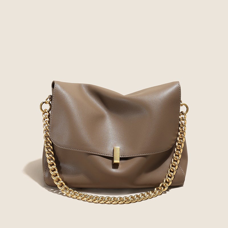 Genuine Leather Women'S Bag Large Capacity Tote Bag Niche Design Chain Bag All-Match Commuter Shoulder Crossbody Bag - Image 1