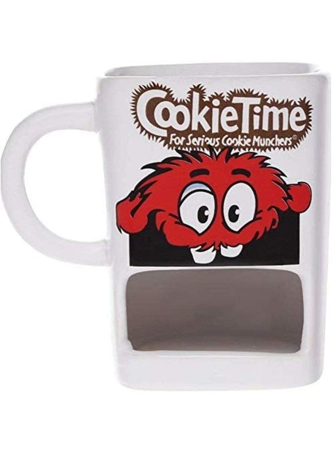 Shallow Porcelain Mug With Cookie Holder Cookie, White & Black