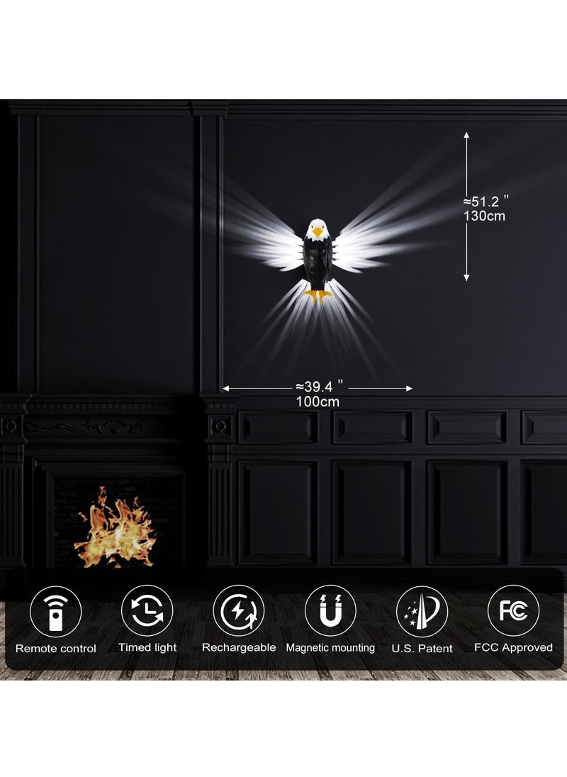 TIGER Bald Eagle Wall Light – American Eagle Night Light with Remote Control, Magnetic Wall Mounted Lamp for Bedroom, Living Room & Hallway, Battery Operated, Removable Charging Eagle Light - Image 2