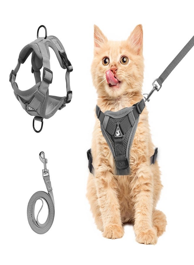 Wanheart Summer cat Chest Harness and Leash, Anti-Escape Adjustable Soft mesh cat Leash and Chest Harness Set for All Types of Cats cat Vests (Grey, 3.3-6.6lb) - Image 1