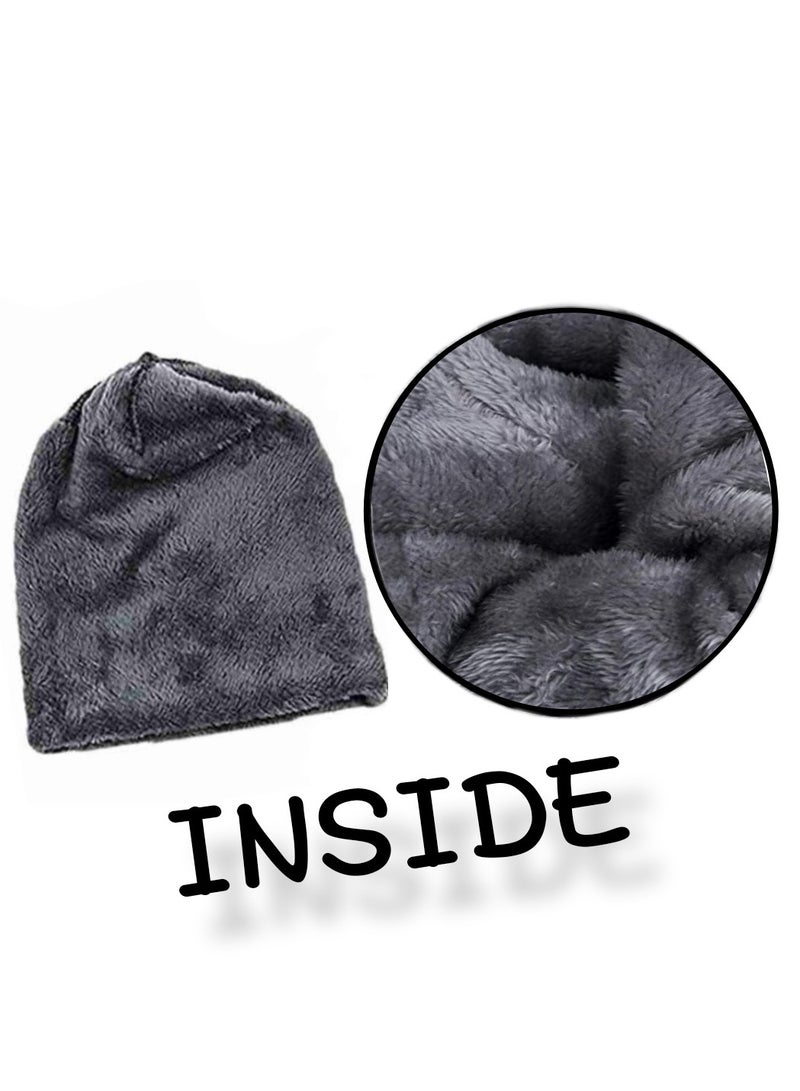 Beanie hat , Warm Knit Hat Thick Fleece Lined Winter Cap  - Image 2