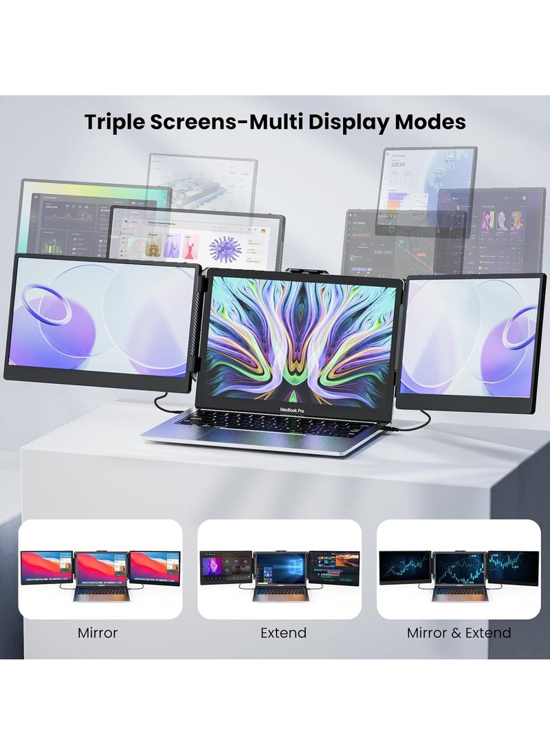 OFIYAA - Laptop Screen Extender S2 - Triple Laptop Monitor Extender Ultra Slim 14" 1080P FHD IPS Plug and Play Portable Monitor for Laptop with Stand Compatible with 13-17.3" Mac Windows Linux Switch - Image 1