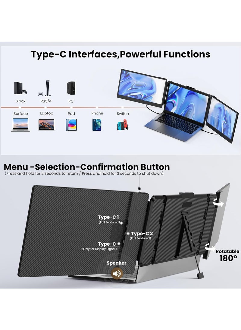 OFIYAA - Laptop Screen Extender S2 - Triple Laptop Monitor Extender Ultra Slim 14" 1080P FHD IPS Plug and Play Portable Monitor for Laptop with Stand Compatible with 13-17.3" Mac Windows Linux Switch - Image 1