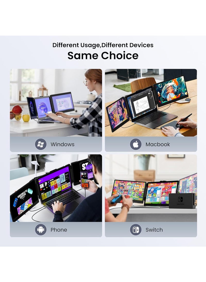 OFIYAA - Laptop Screen Extender S2 - Triple Laptop Monitor Extender Ultra Slim 14" 1080P FHD IPS Plug and Play Portable Monitor for Laptop with Stand Compatible with 13-17.3" Mac Windows Linux Switch - Image 1