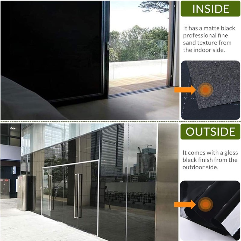 VELIMAX Static Cling Total Blackout Window Film Privacy Room Darkening Window Tint Black Window Cover 100% Light Blocking No Glue (23.6 x 157.4 inches) - Image 4