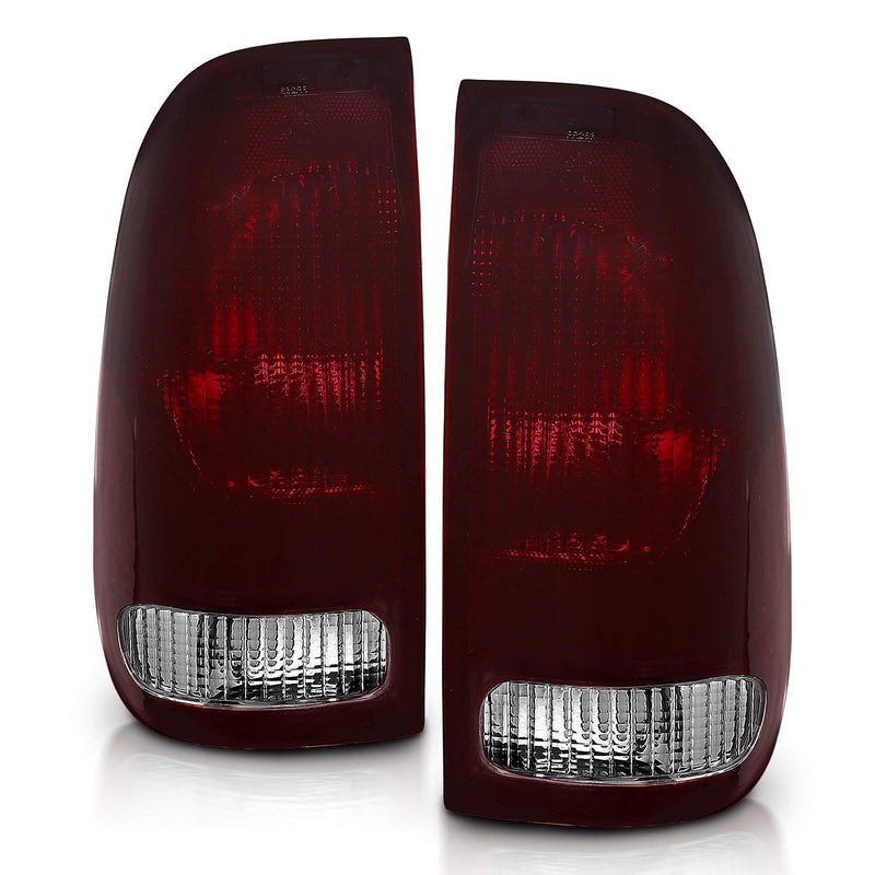 AmeriLite for Ford F-Series F150 F250 F350 SuperDuty Smoke Red Factory Style OE Replacement Assembly Halogen Taill Lights Brake Lamps Set - Driver and Passenger Side - Image 2