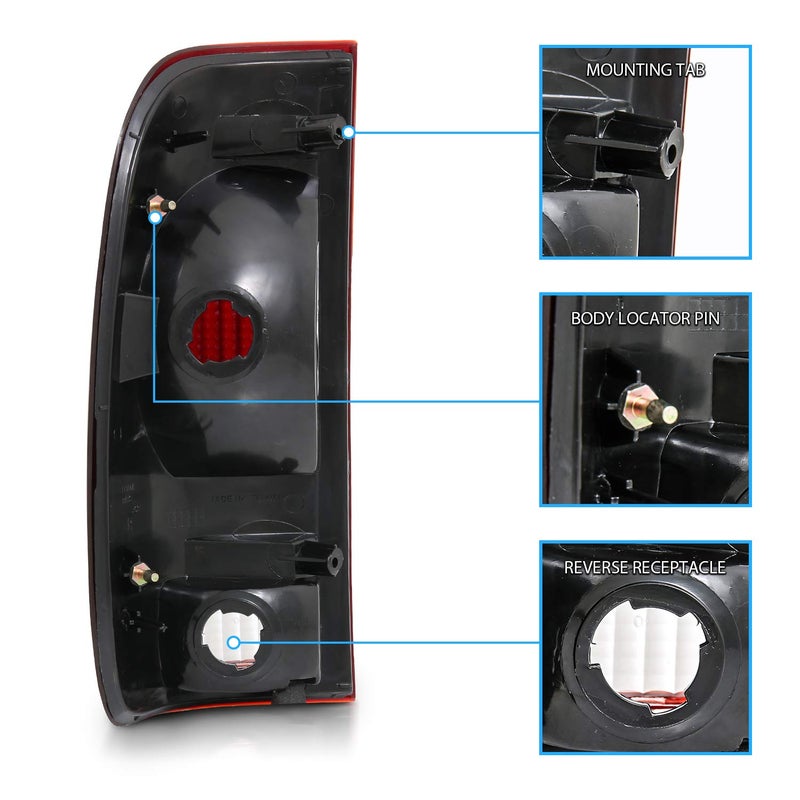 AmeriLite for Ford F-Series F150 F250 F350 SuperDuty Smoke Red Factory Style OE Replacement Assembly Halogen Taill Lights Brake Lamps Set - Driver and Passenger Side - Image 5