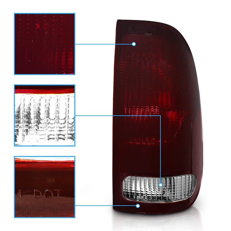 AmeriLite for Ford F-Series F150 F250 F350 SuperDuty Smoke Red Factory Style OE Replacement Assembly Halogen Taill Lights Brake Lamps Set - Driver and Passenger Side - Image 3