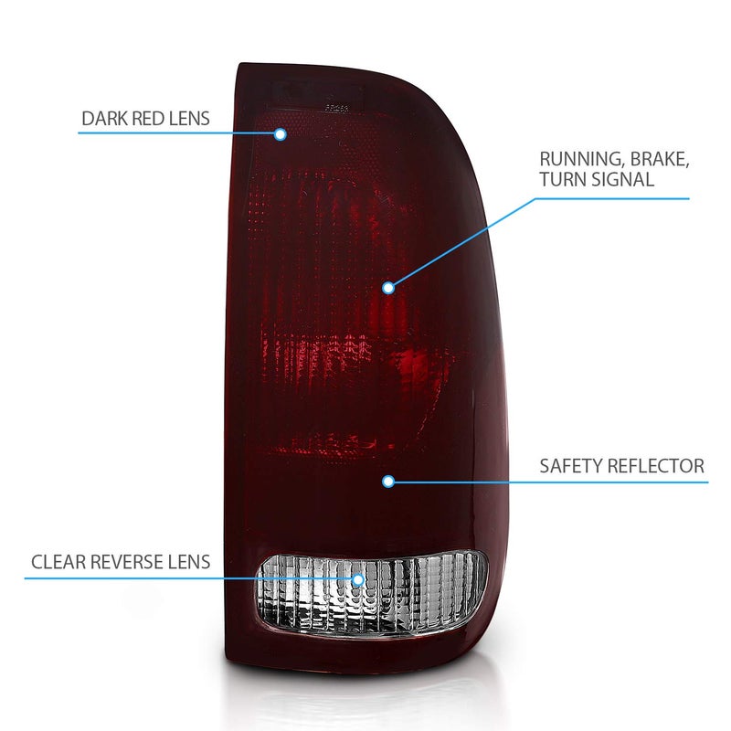AmeriLite for Ford F-Series F150 F250 F350 SuperDuty Smoke Red Factory Style OE Replacement Assembly Halogen Taill Lights Brake Lamps Set - Driver and Passenger Side - Image 4