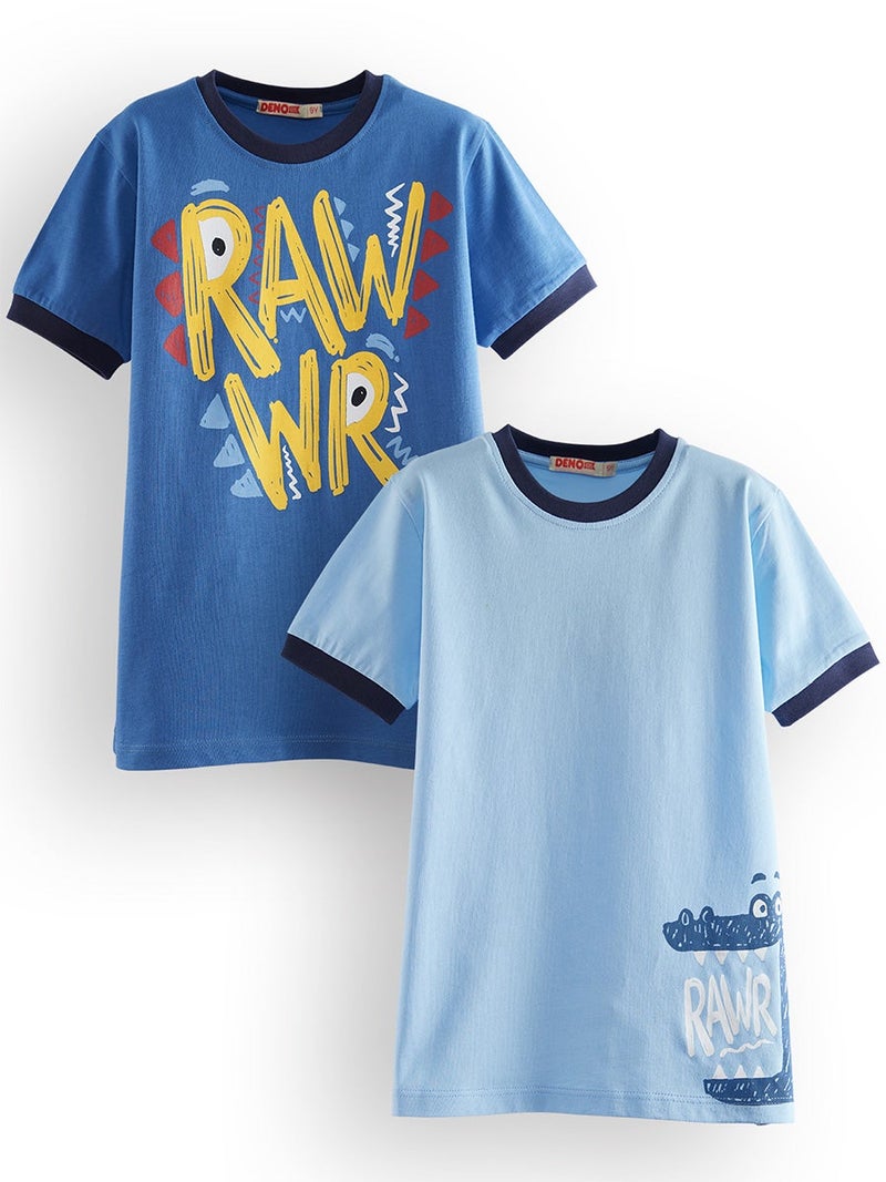 Denokids 2 Pack Boy Navy Blue&Blue T-shirts - Image 3