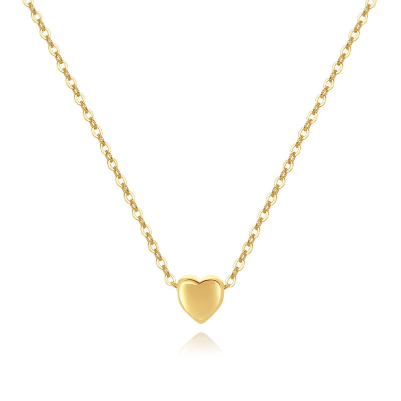 DeScount Delicate Tiny Gold Heart Choker Necklace,Dainty Cute Simple Heart Pendant Necklaces for Women - Image 2