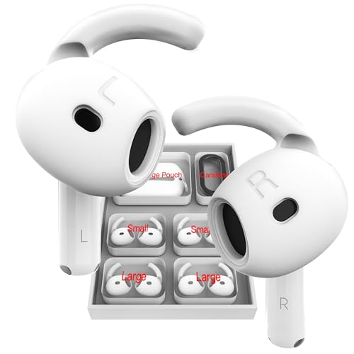 DamonLight 4 Pairs Ear Hooks for AirPods 4th Generation [Added Storage Pouch] Anti Slip Sport Ear Tips Accessories Compatible with AirPods 4 [2024 Released] S & L - Image 1