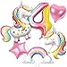 SNLN Unicorn 4th Birthday Party Decorations for Girls Large Self Standing 3D Unicorn Foil Balloons with Rainbow Heart Star Balloons Wedding Baby Shower Pink Party Supplies number 4 set - Image 2