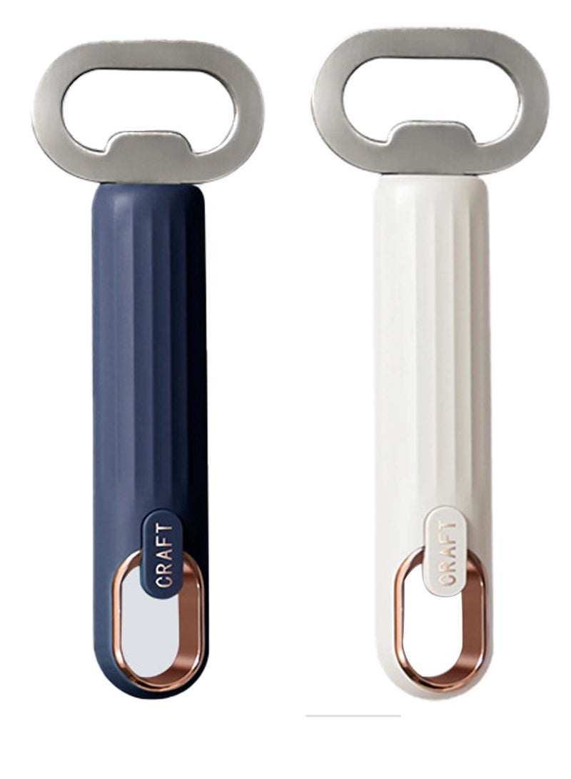 SYOSI Bottle Opener Ergonomic Handle Stainless Steel Wall mounted Can Opener 2Pcs Beer Bottle Openers Opener Can Tapper for Home Kitchen Bar Mini Bottle Opener for Daily Use and Gift White blue - Image 1