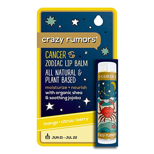 Crazy Rumors Cancer Zodiac All Natural, Plant Based Lip Balm to Moisturize and Nourish your Lips - Water Blend (Tropical Mango, Citrus Lemon, and Fragrant Berry) - Image 1