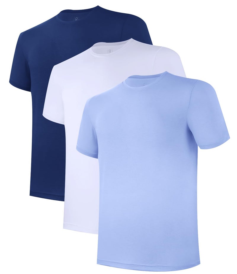 BAMBOO COOL Mens Undershirts Pack Soft T Shirts for Men Moisture Wicking Tees Stretchy Breathable Crew Neck Inner Shirt - Image 2