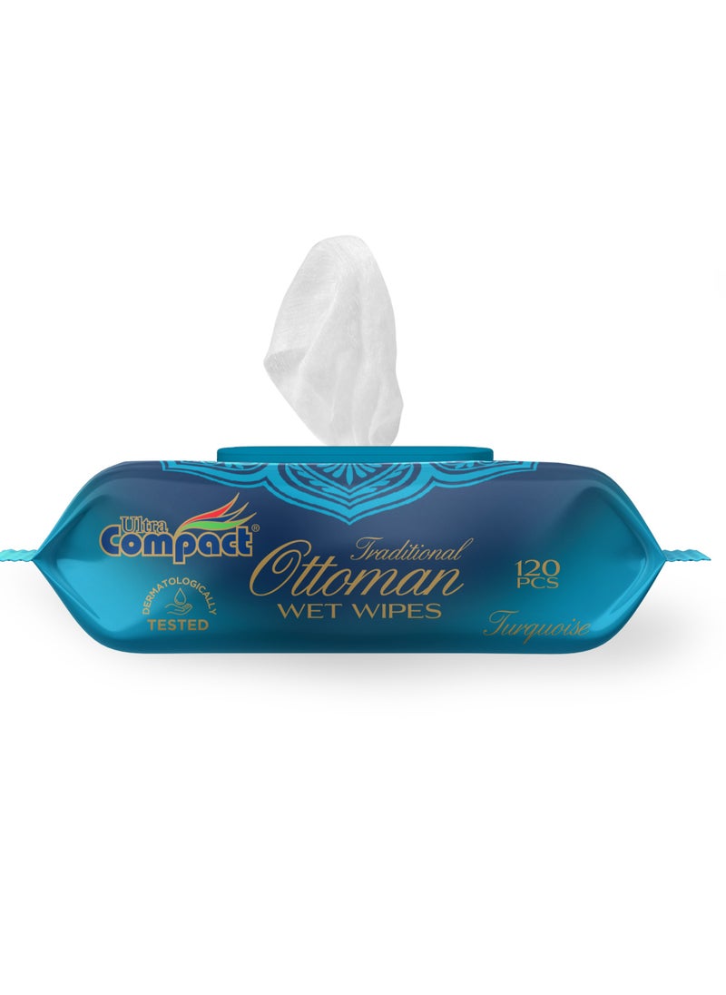 Ultra Compact Traditional Ottoman Turquoise Wet Wipes: Luxurious Care Pack - 120pcs  - Image 3