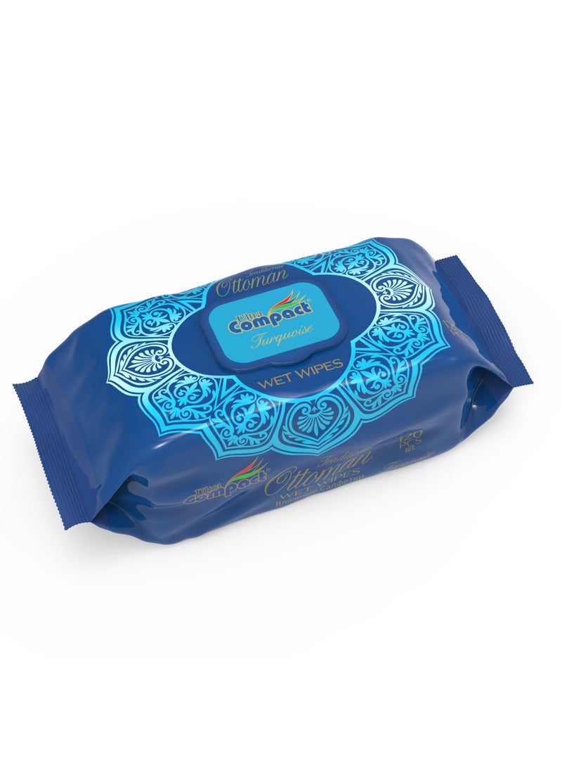Ultra Compact Traditional Ottoman Turquoise Wet Wipes: Luxurious Care Pack - 120pcs  - Image 2