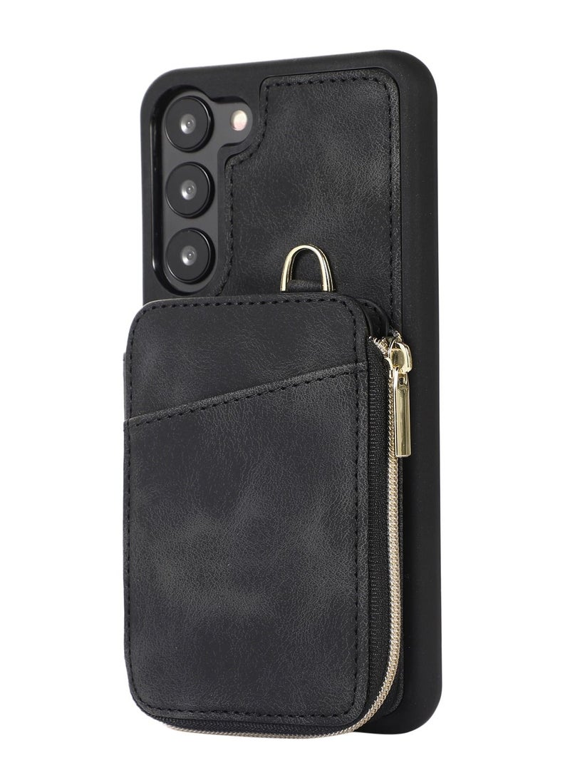 Suteni Zipped Back Cover Card Slots Leather Phone Case for Samsung - Image 1