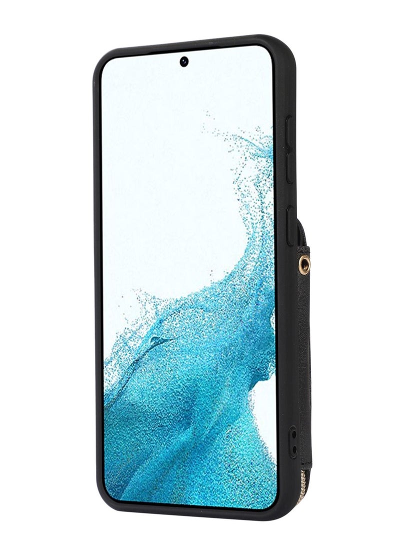 Suteni Zipped Back Cover Card Slots Leather Phone Case for Samsung - Image 2
