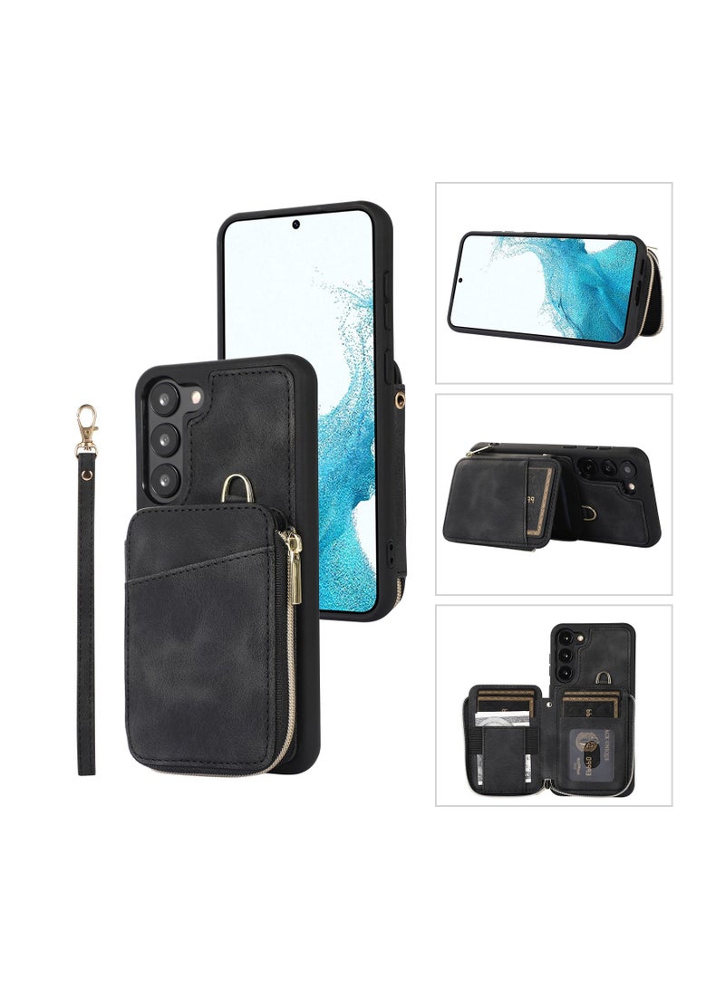 Suteni Zipped Back Cover Card Slots Leather Phone Case for Samsung - Image 3