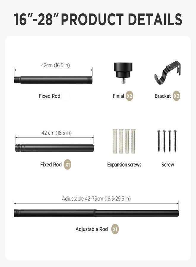 Joydeco Curtain Rods for Windows 32 to 88 inches Adjustable Decorative Curtain Rod,Window Curtain Rod single rod with Aluminium Finials(32" to 88",1PCS,Black) - Image 5