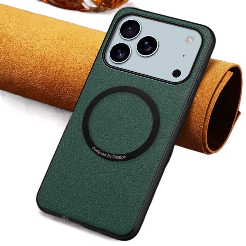 iPhone 16 Pro Case TPU for iPhone 16 16 Plus 16 Pro 16 Pro Max with Leather Texture and Card Holder and Anti Fingerprint in Green - Image 1