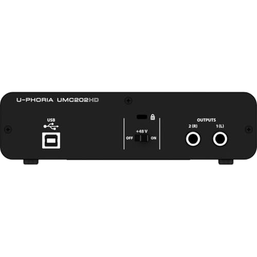 behringer بيهرينجر UMC202HD واجهة صوتية 2x2، 24-بت/192 كيلوهرتز USB مع مضخمات ميكروفون ميداس | لتسجيل الميكروفونات والآلات - Image 2